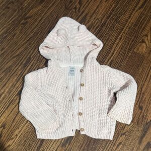 Pink Knit Baby Cardigan with Hood